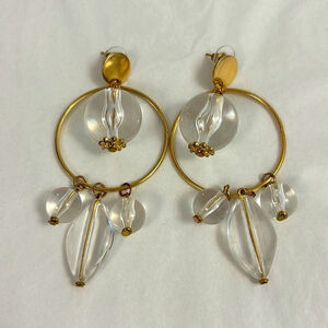 Droplet teardrop statement earrings costume jewelry earrings gold tone & resin